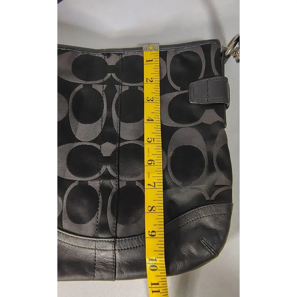 Coach Signature Jacquard Crossbody Bag Black/Silver-tone Chain Patch #F19730